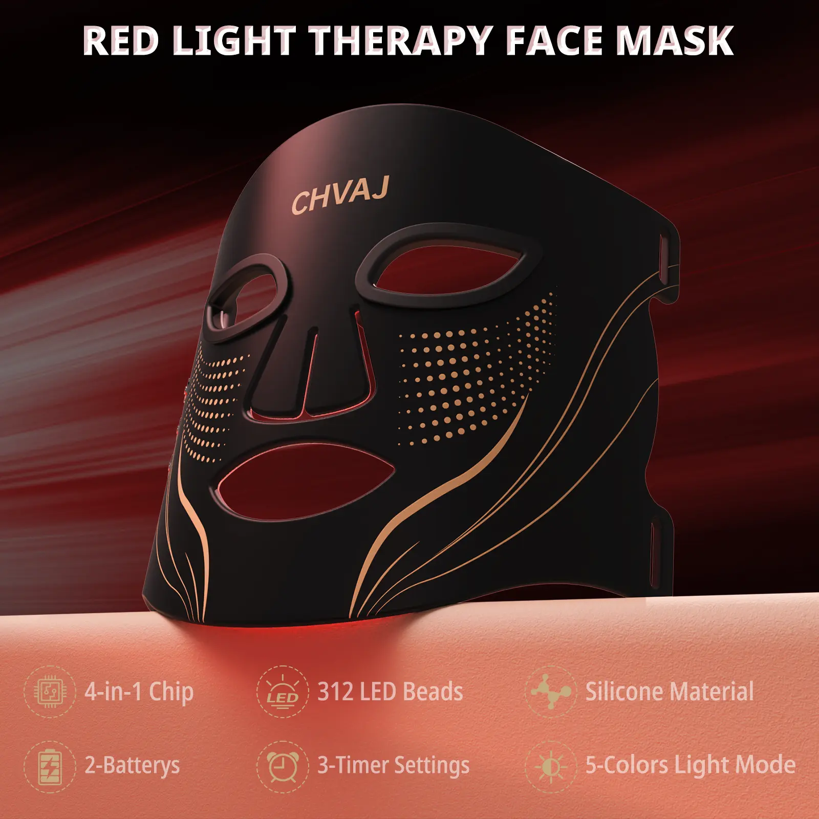 Red Light Therapy Mask for Face, Wireless LED Face Mask, 312 LEDs | 850nm Infrared,  for Wrinkles, Fine Lines, Skin Firming, 4 Modes, 10-Min Timer, Cordless & Rechargeable5 Brightness Levels & 20 MinsTimer, Led Face Mask Light Therapy for Home&Trave