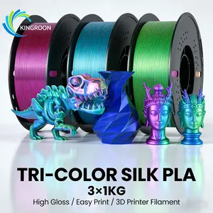 KINGROON Tricolor Silk PLA  3×1KG – Ultra-Shiny Color-Shifting 3D Printer , 1.75 mm ±0.02 mm for Dragons, Art & Display Models filament