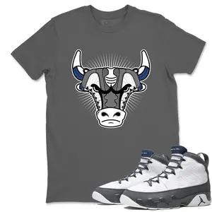 Unisex T-shirt To Match Sneakers  Jordan 9 Flint Grey "French Blue" - Sneaker Bull Head. 100% Cotton for Casual Wear. Comfortable Summer Unisex T-Shirt to match Jordan Sneaker. Streetwear Style. urban outfitters