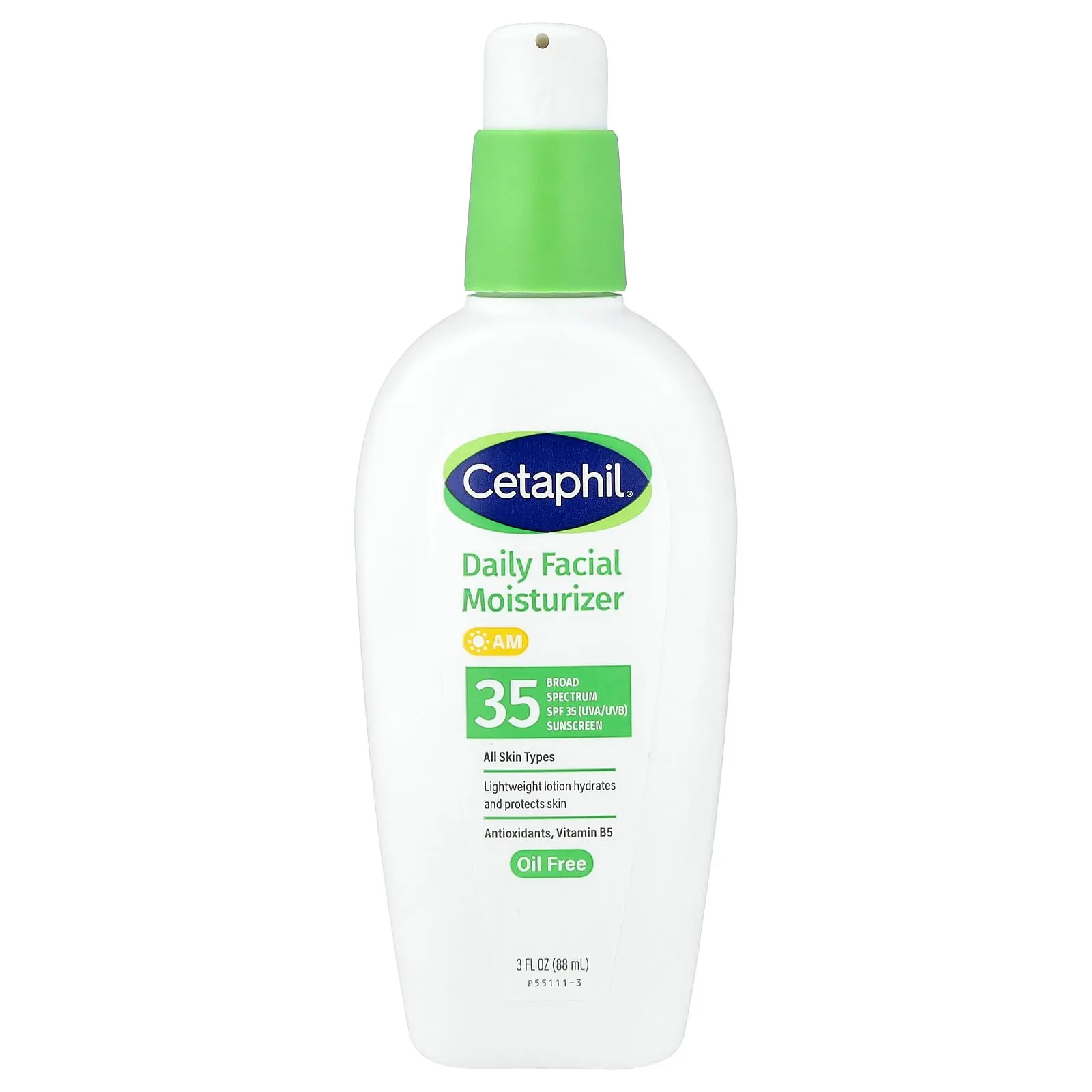 Cetaphil Daily Facial Moisturizer, Sunscreen, SPF 35, Fragrance Free, 3 fl oz (88 ml)