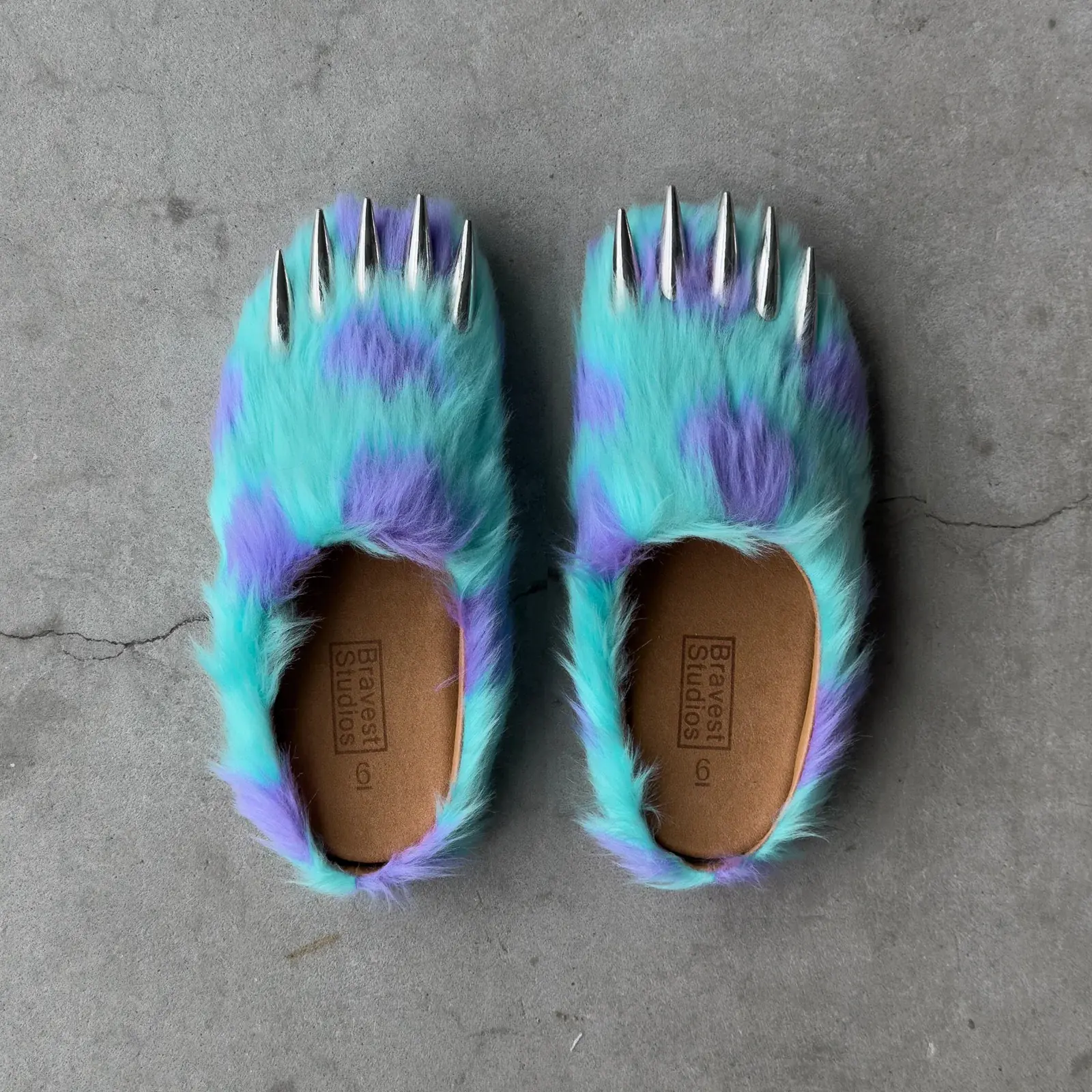 Bravest Studios Claw Mules - Men's Casual Leather Footwear with Fur Lining, All Available Colors