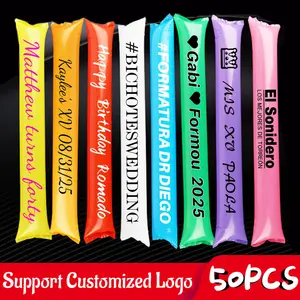 50pcs Custom Logo Thunder Sticks Cheer Sticks Party Noise Maker Inflatable Bambam Cheering Clappers Events Cheerleading Stick