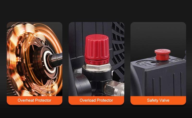 VEVOR Air Compressor Compact Portable Oil Free, Max. 15 Gallon Steel Tank, 2HP 5.3 CFM@90 PSI Oil Free Air Compressor & Max. 125PSI Pressure, 78dB Ultra Quiet Portable Compressor, for Auto Repair