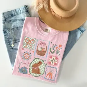 Comfort Colors Vintage Easter TShirt, Vintage Easter Tee, Bunny Easter T-Shirt, Easter TShirt, Coquette CottageCore Easter, Bunny TShirt