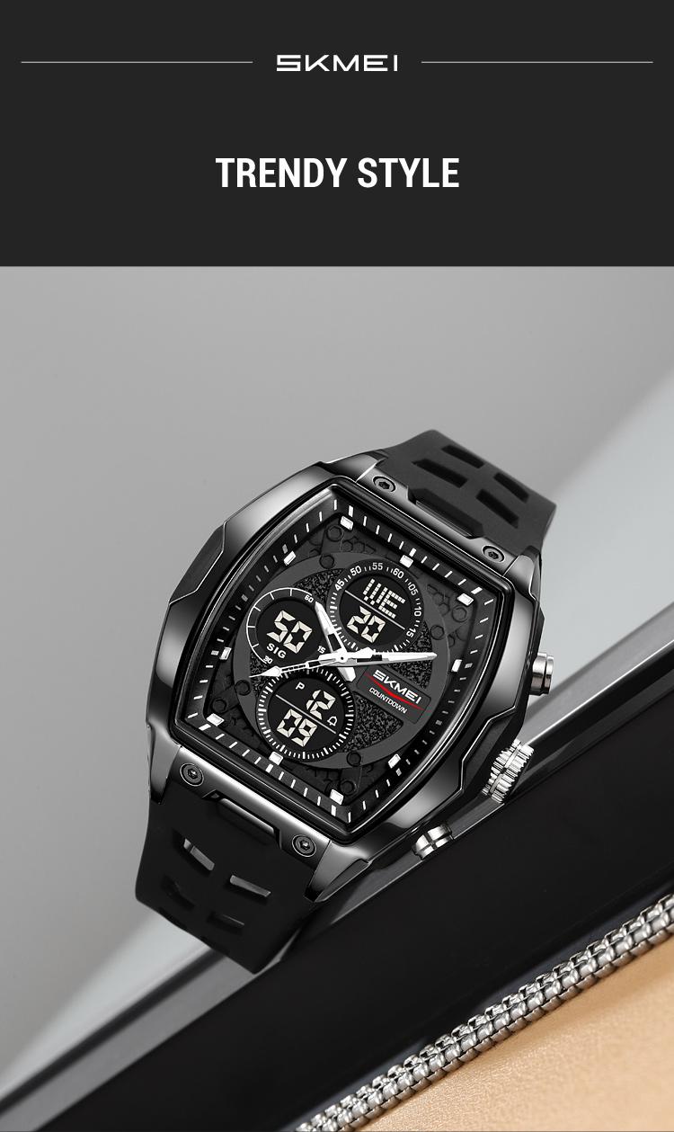 SKMEI Unisex Large Size Barrel-Style Plastic Ana-Digi Hybrid Display Skeleton Digital Wristwatch, Wide Silicone Band, Backlit LED, Stopwatch, Alarm, ABS-Resin Build for Work & Daily Wear SKMEI Unisex Large Size Barrel-Style Plastic Ana-Digi Hybrid Display Skeleton Digital Wristwatch, Wide Silicone Band, Backlit LED, Stopwatch, Alarm, ABS-Resin Build for Work & Daily Wear