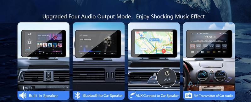 【Hieha】New Year Gift: 2026 Wireless Portable Carplay and Android Auto 7" Touchscreen Bluetooth 5.2 Carplay Screen with Mirror Link AUX FM for All Vehicles