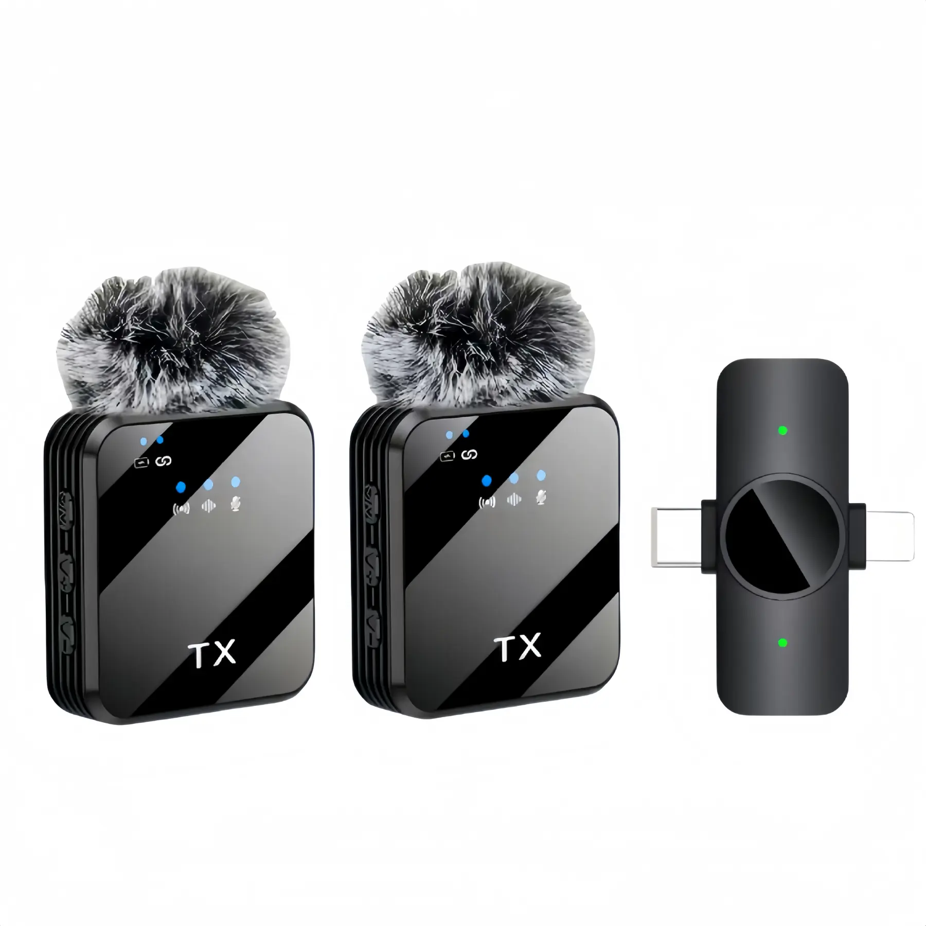 2 in 1 Portable Wireless Lavalier Microphone Pack - Compact Plug-and-Play Audio Device with Receiver, Charging Function for iPhone, iPad, Android Phones, Computers, Live Streaming, Interviews (Black), Noise, 2.4 Ghz Rf
