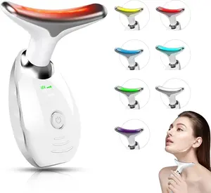 7-in-1 Neck and Face Massager, 7-Color LED Face and Neck Massager, Home Skin Care, Portable Facial Massager, Christmas Gift, Facial Shaping Tool, Portable, Multi-functional Vibration to Firm Skin