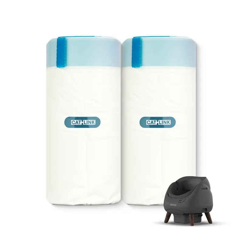 CATLINK Automatic Stainless Steel Litter Box Waste Bags - 2 Rolls (40 Trash Bags Total), Economically Durable Liners, Heavy Load Capacity, Holds Heavy Loads