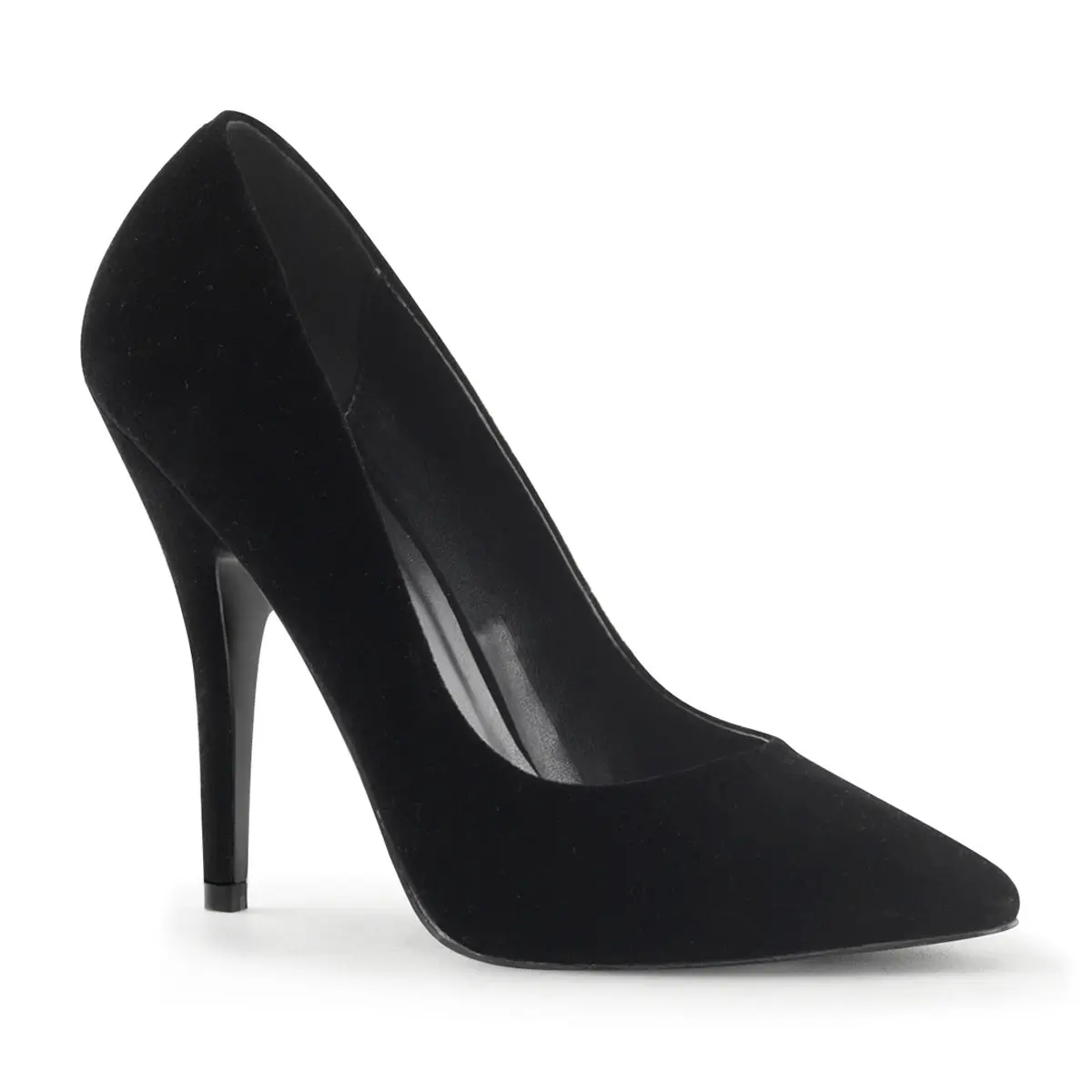 Pleaser Seduce-420 Women's Classic Velvet Pumps, Elegant Pointed Toe Stiletto High Heels with a 5" Heel for Formal Wear, Fashion, Footwear