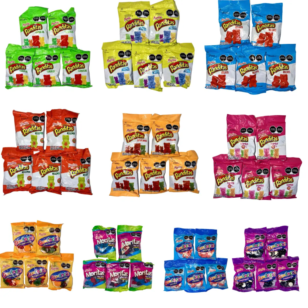 PANDITAS GOMILOCAS - 5-PACK - DULCES RICOLINO - PINGUINOS - DIENTES- HAMBURGUESAS - GOMAS - PROUCT OF MEXICO