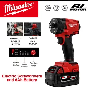 Milwaukee M18 Brushless Impact Wrench | 18V Cordless 1/2 Inch Electric Wrench With 140Nm Max Torque | 0-3000RPM And 0-2600IPM | 4 Speed Modes LED Power Display Forward Reverse | For Auto Repair Equipment Maintenance Construction Use
