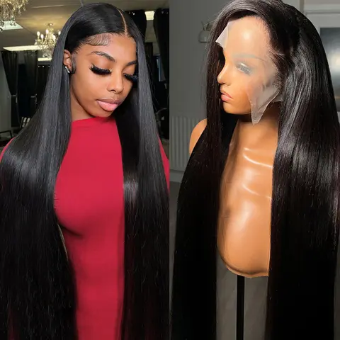 Bling Hair 13x6 13x4 HD Transparent Lace Front Human Hair Wigs For Women Straight 30 32 34 Inch Brazilian 4x4 Lace Closure Glueless Wig Brazilian 100% Human Hair 360 Full Lace Frontal Wigs 180%