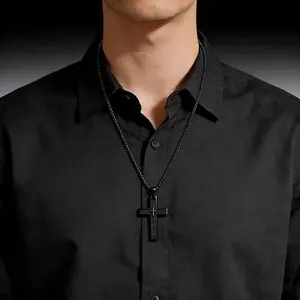 Inspirational Cross Necklace for Men Boys, Cross Pendant Necklace for Men Chain Jewelry Gift