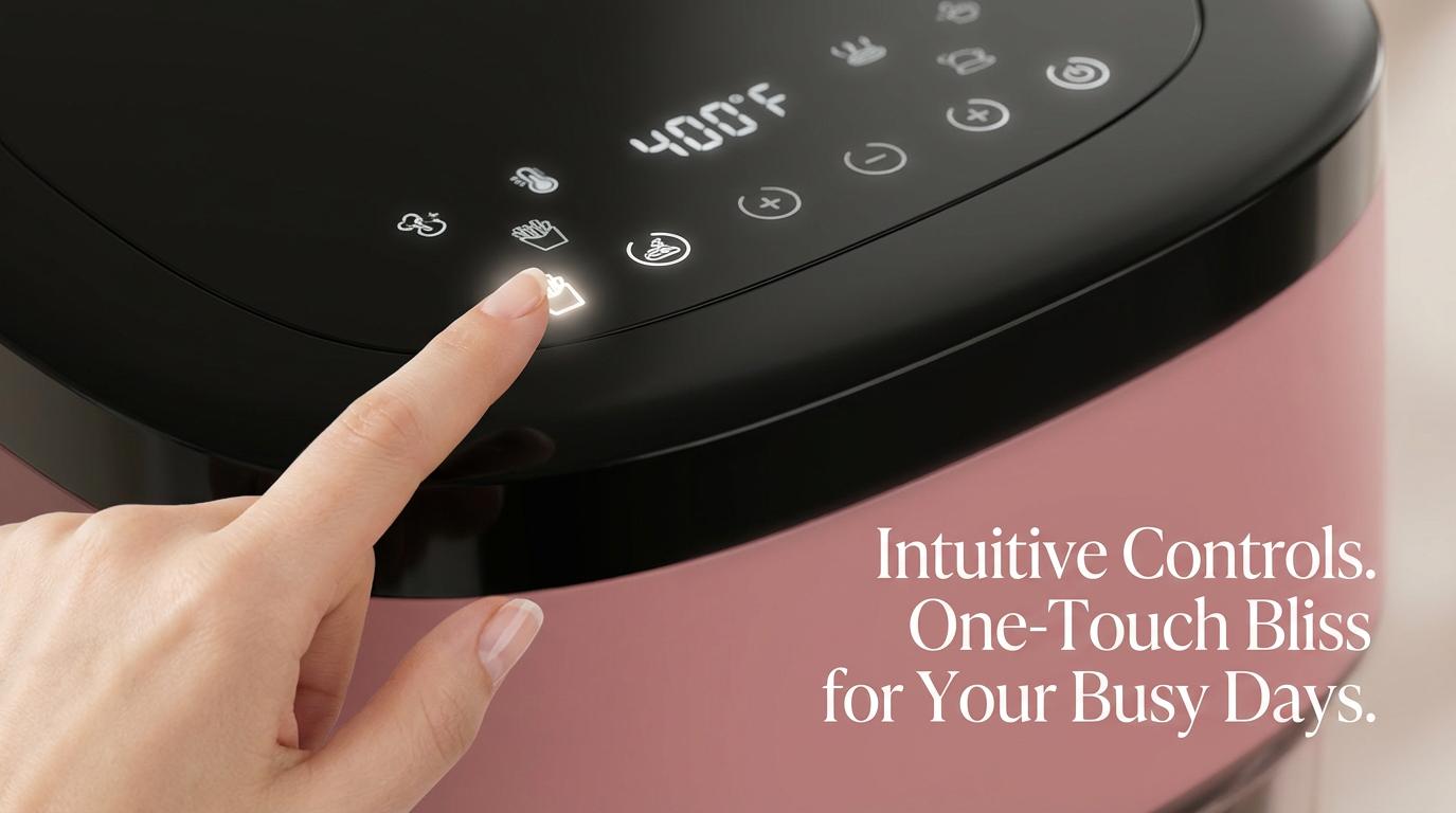 VEXON Aesthetic Pink Glass Air Fryer 4.5QT – 6-in-1 Digital Air Fryer with Viewing Window, 97% Less Oil, Quiet & Easy Clean, A Perfect Gift for your girl