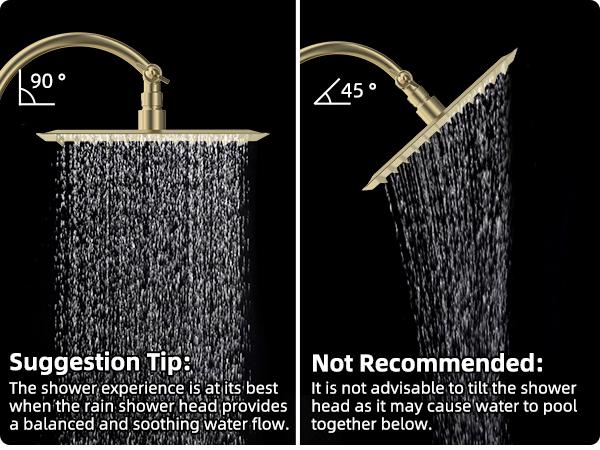 Hibbent All Metal High Pressure Rainfall Shower Combo/Handheld Showerhead Combo with 12'' Adjustable Curved Shower Extension Arm, 10-Spray, 71'' Hose, Showerhead Holder, Brushed Gold