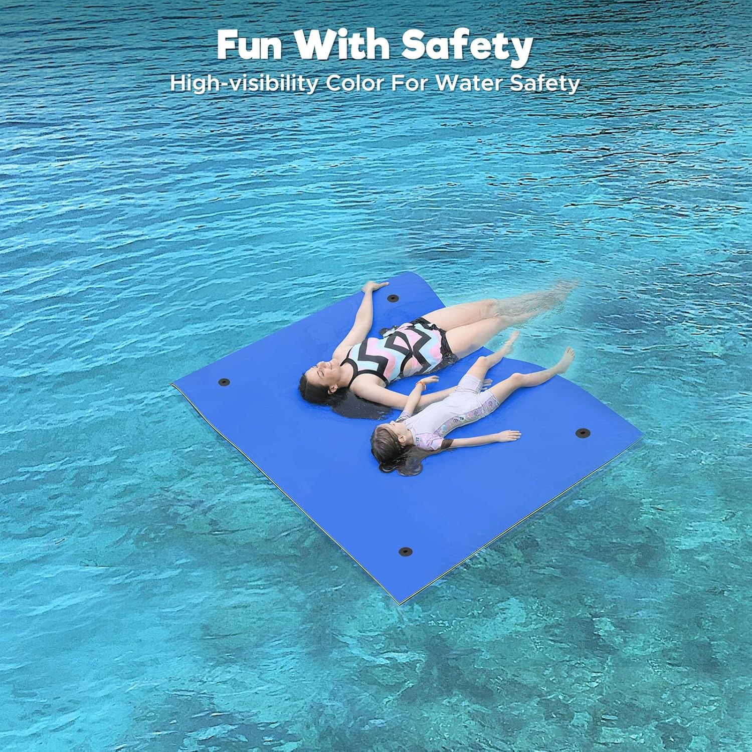 WARMOUNTS Floating Water Mat - 7/8/9/13 FT Lily Pad Floating Mat, 3-Layer Tear-Resistant XPE Foam Floating Pad for Multiple Users, Water Floating Mat for Pool, Lake, Ocean, Boat, Beach, River