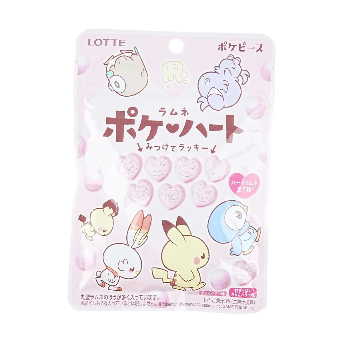LOTTE Pokemon Heart Shaped Soda Candy, Berry Flavor, 40g - Fun Japanese Anime Treat