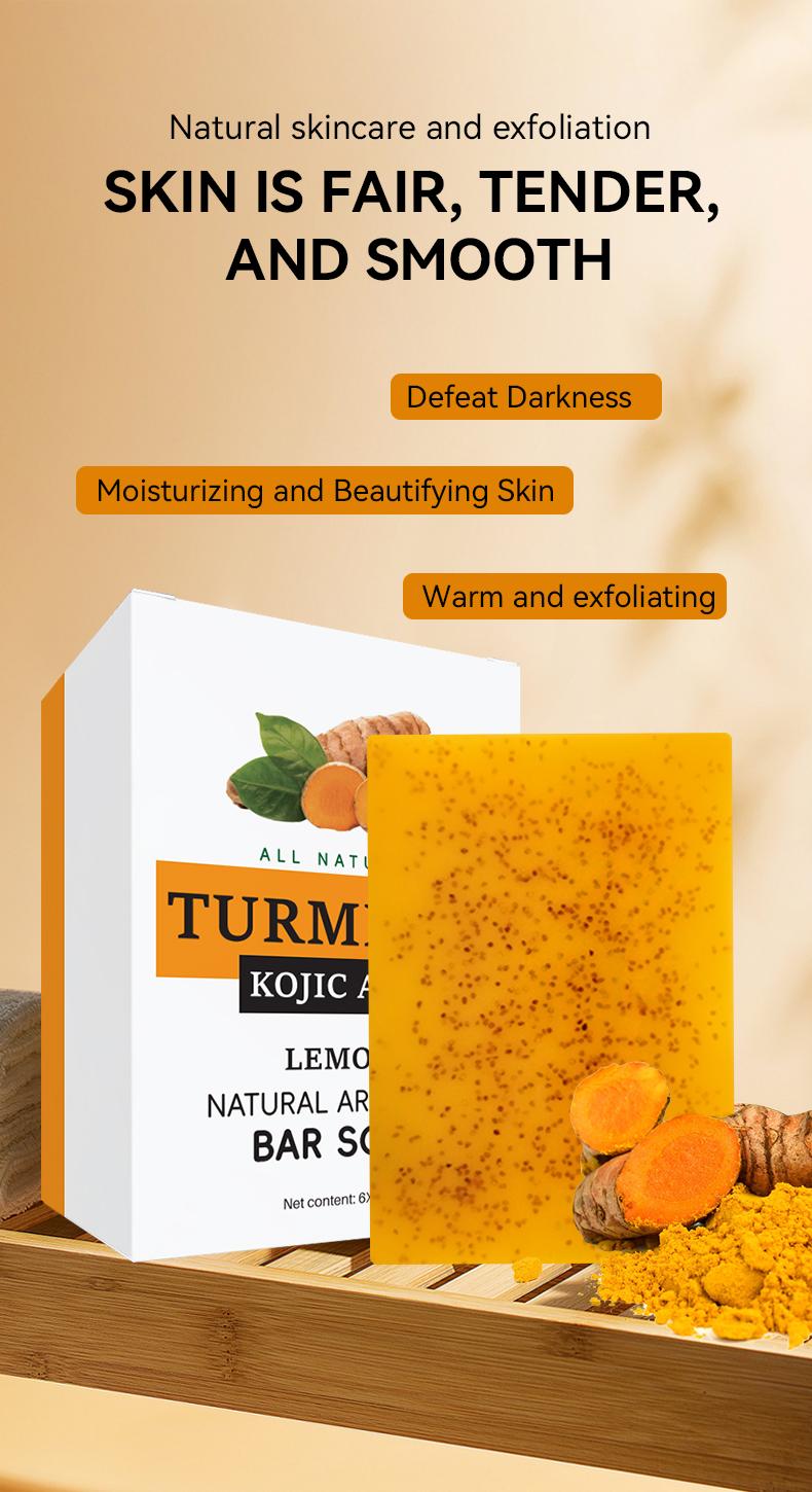 12 PCS Turmeric & Tartaric  Soap, Cleansing Soap, Body Soap Cleansing Skin Care Products, Suitable For Bath Care, Containing Natural Ginger Extract, Deep Cleaning Moisturizing Handmade Soap