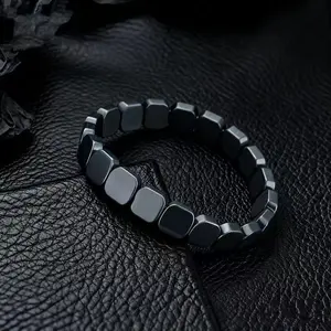 Hematite Bracelet for Men Natural Stones Handmade Bracelets, Adjustable Stretch Fit Minimalist Grounding Jewelry, Reignites Masculine Energy Male Healing Bracelets for Men Inspirational, Stylish Masculine Asscessory Gift