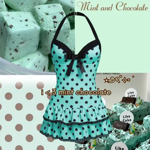 RETRO STAGE Women's 1940s Halter Polka Dot 1-Piece Bathing Suit - Blue, Cute Double Strap, Chocolate Mint High-Stretch Ease, Quick Dry, Machine Washable, Swimdress Stylish Beachwear, Outfit Variant