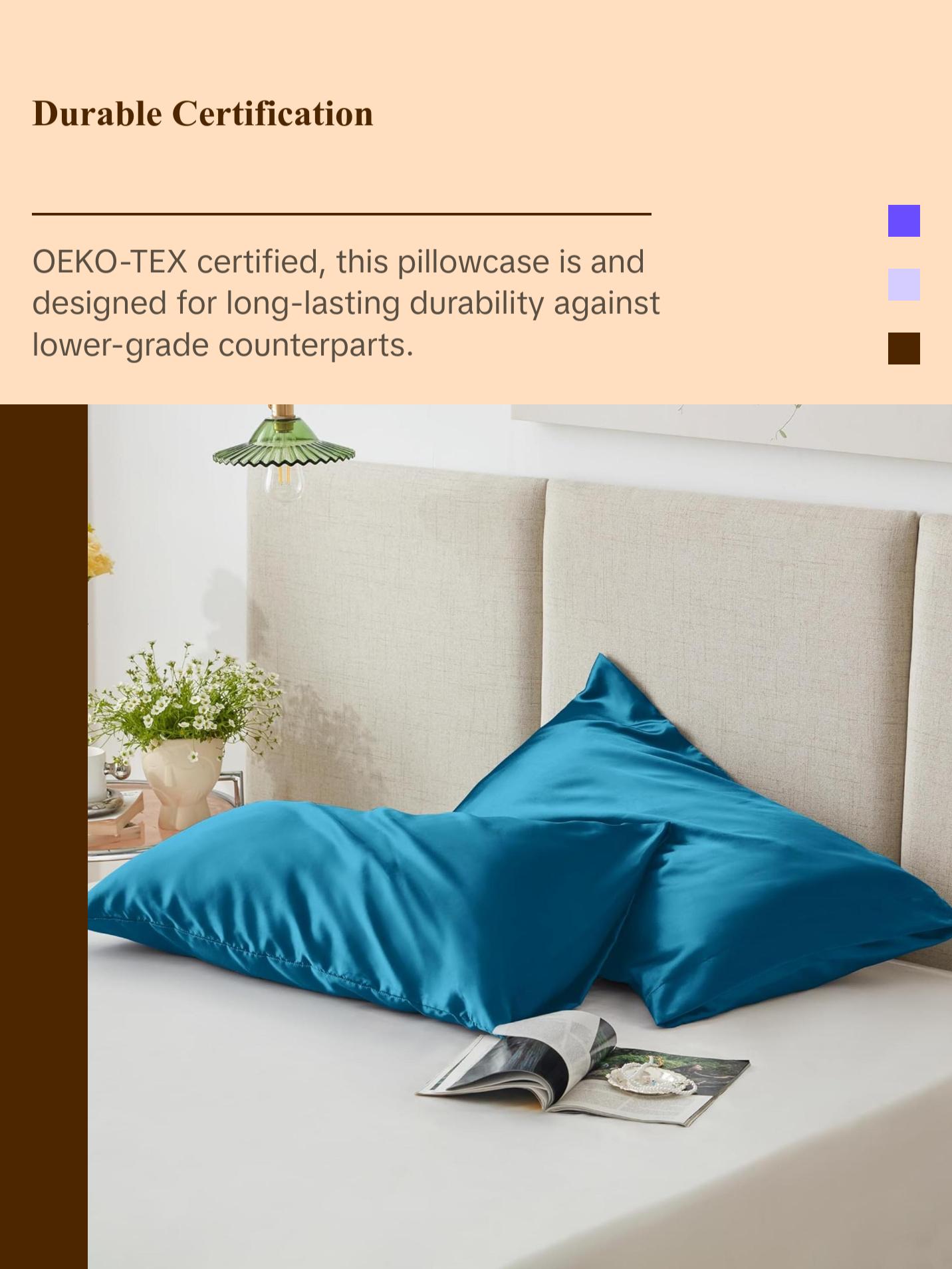 22 Momme 100% Pure Mulberry Silk Pillowcase, OEKO-TEX Certified, Hypoallergenic, Anti-Aging, Machine Washable, 1 Pack