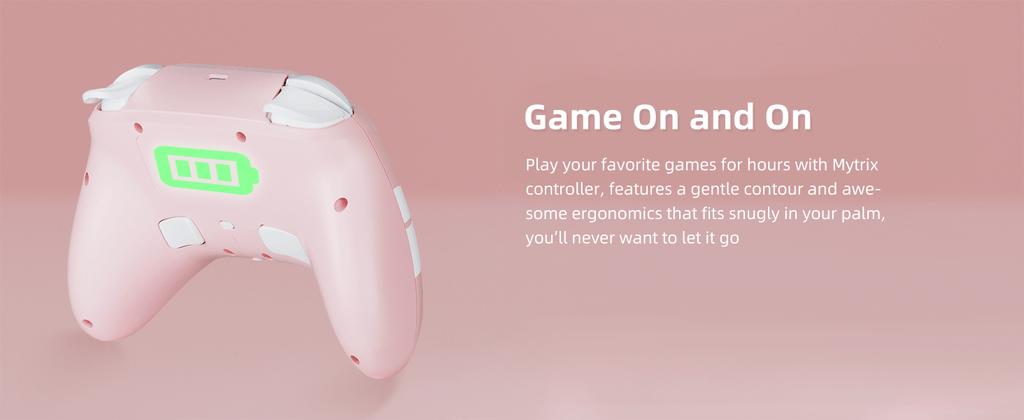 Mytrix Pro Wireless Controller Sakura Pink, Bluetooth Controller with Programmable, Compatible with Nintendo Switch, Windows PC, iOS, Android, and Steam/Steam Deck Mytrix Pro Wireless Controller Sakura Pink, Bluetooth Controller with Programmable, Compatible with Nintendo Switch, Windows PC, iOS, Android, and Steam/Steam Deck