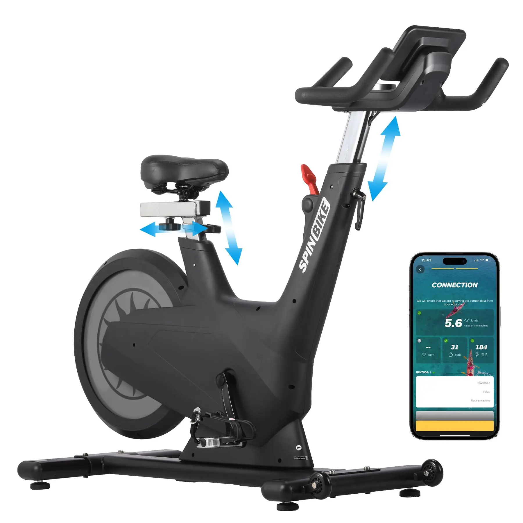 GAOMON Magnetic Stationary Exercise Bike - Stainless Steel Triangular Frame Outdoor Fitness Equipment, 32 Levels Resistance, 40 lbs, LED Display, Tablet Holder, Transport Wheels, Emergency Brake, Black, Core Building, Injury Reduction, Heart Strengthening