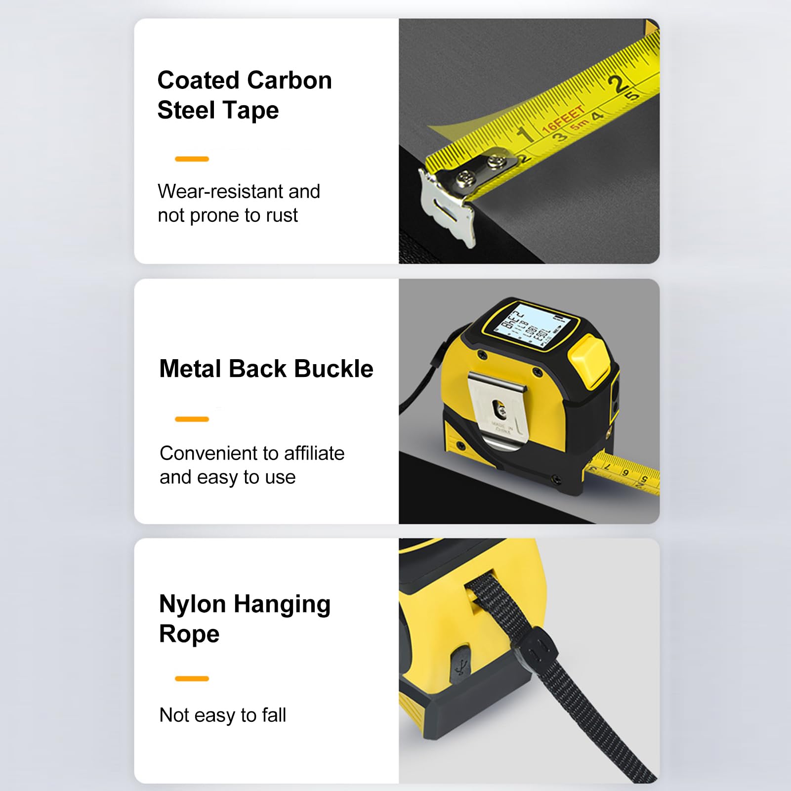 4-in-1 Laser Tape Measure with Laser Level Crosshairs |130ft/40m Laser Distance+16ft/5m AutoLock Tape |Backlit LCD Display (Ft/Inch/M/mm) |for DIY,Construction, Interior Design 4-in-1 Laser Tape Measure with Laser Level Crosshairs |130ft/40m Laser Distance+16ft/5m AutoLock Tape |Backlit LCD Display (Ft/Inch/M/mm) |for DIY,Construction, Interior Design