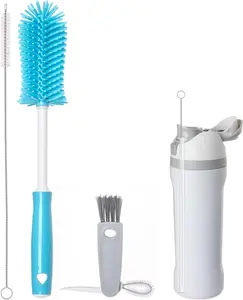 3 Pack Water Bottle Cleaner Brush Set - for Owala Cleaning Kit, Long Handle Silicone Bottle Brush Soft Touch No Scratch, Straw Cleaner Brush, 3 in 1 Multipurpose Cup Cleaner Kit for Owala Accessories