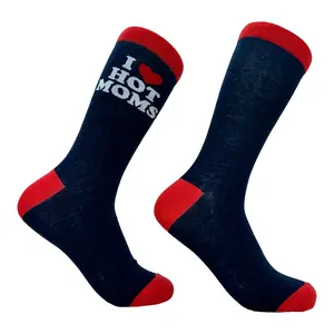 Men's I Heart Hot Moms Socks Funny Sarcastic Flirting With Mothers Joke Footwear Funny Graphic Socks Comfortable Fitted Spandex Cotton