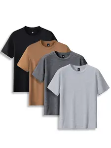 4 Pack Men’s Lightweight Summer Short-Sleeve T-Shirt Set Fashionable Casual Style for Vacation, Sports Outings, Gifts for Boyfriend/Husband, Suitable for Commuting, Work, Fishing, Basketball, Camping, Gym, and Holiday Wear Top Menswear Tshirt Streetwear