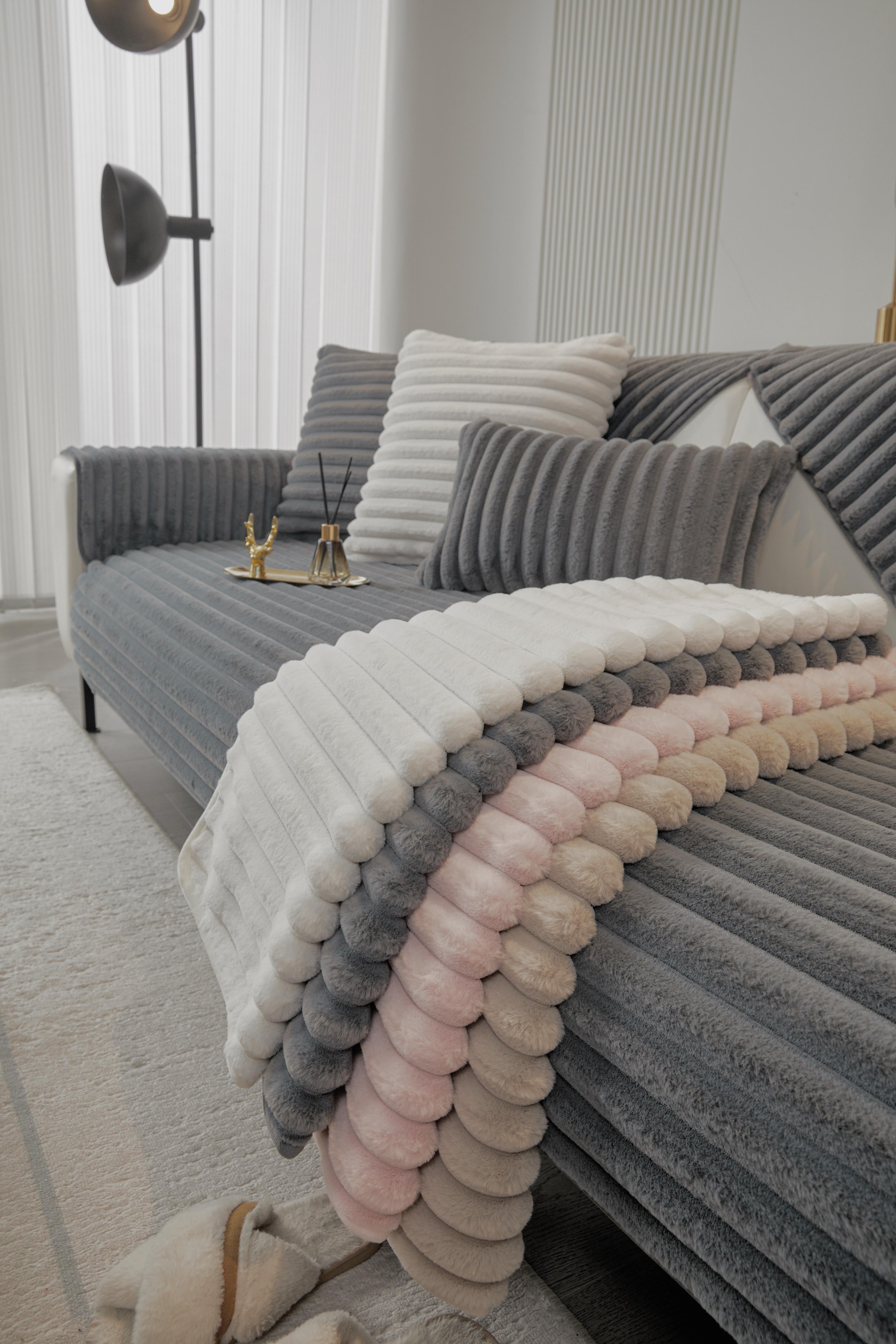 【SlumberHome】Pure Color Sofa Cover, Anti-Slip Sofa Protector, Soft Comfortable Sofa Pillow Case, Decorative Room Accessory for Living Room, Reusable Home Furniture Protection Durable Cushions couch cover for sofa