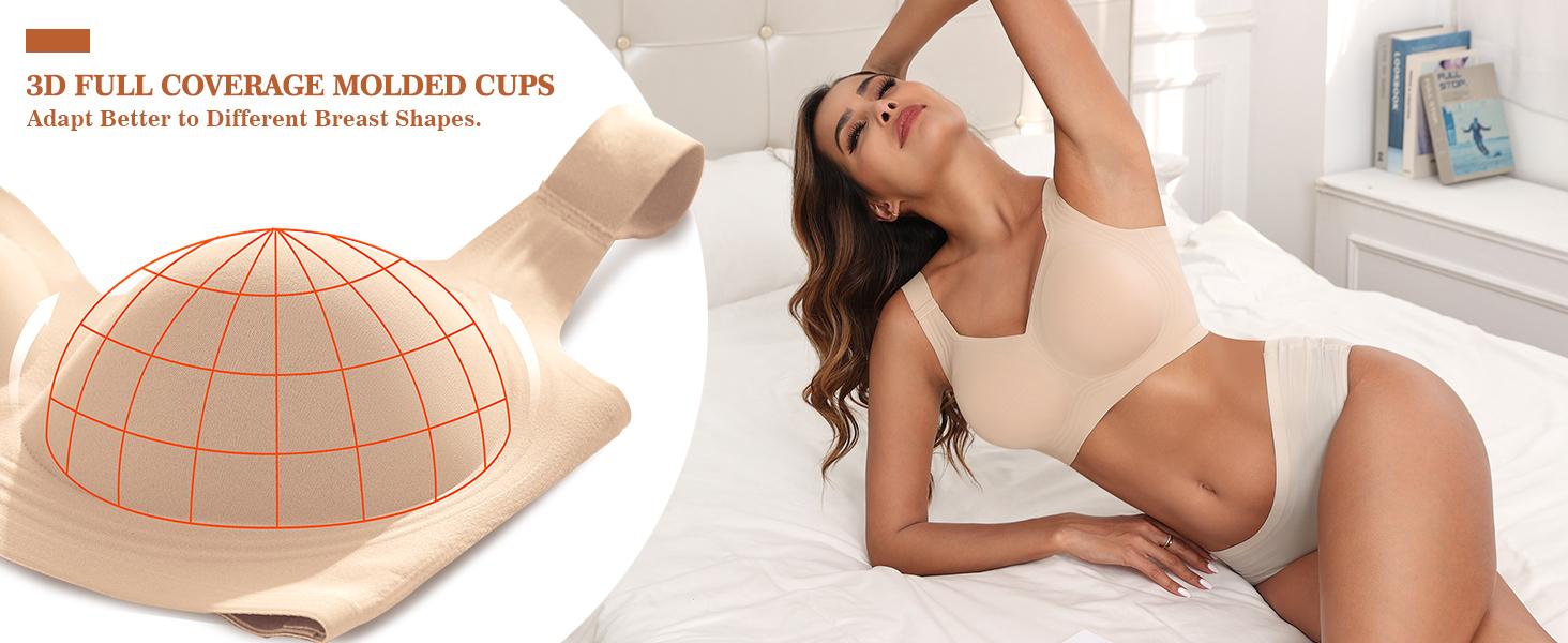 PoseFree Women's Seamless Wireless Supportive Push Up Comfort Soft No Underwire Full Coverage T-Shirt, Breathable Design 32 dd Bras Customizable Silky Adjustable PoseFree Women's Seamless Wireless Supportive Push Up Comfort Soft No Underwire Full Coverage T-Shirt, Breathable Design 32 dd Bras Customizable Silky Adjustable