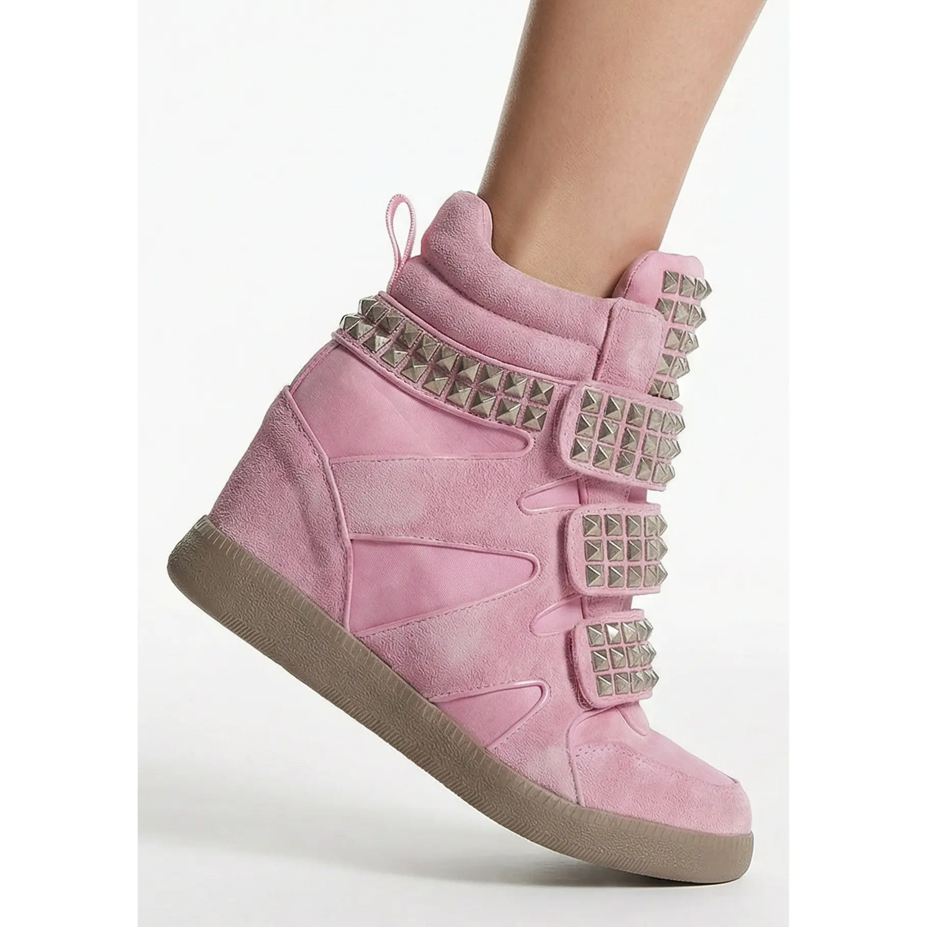 Ambient Wedge Sneakers With Studs - Pink Ambient Wedge Sneakers With Studs - Pink