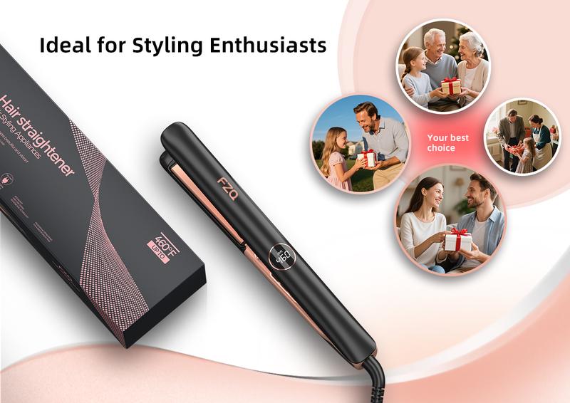FZQ 20M Negative Ion Care,Hair Straightener & Curling Iron 2 in 1,3D Floating Ceramic Glaze & Precise LCD Temperature Control, 310°F-460°F For Different Hair Types,100v-240v Universal Voltage Curler Comfort Curly