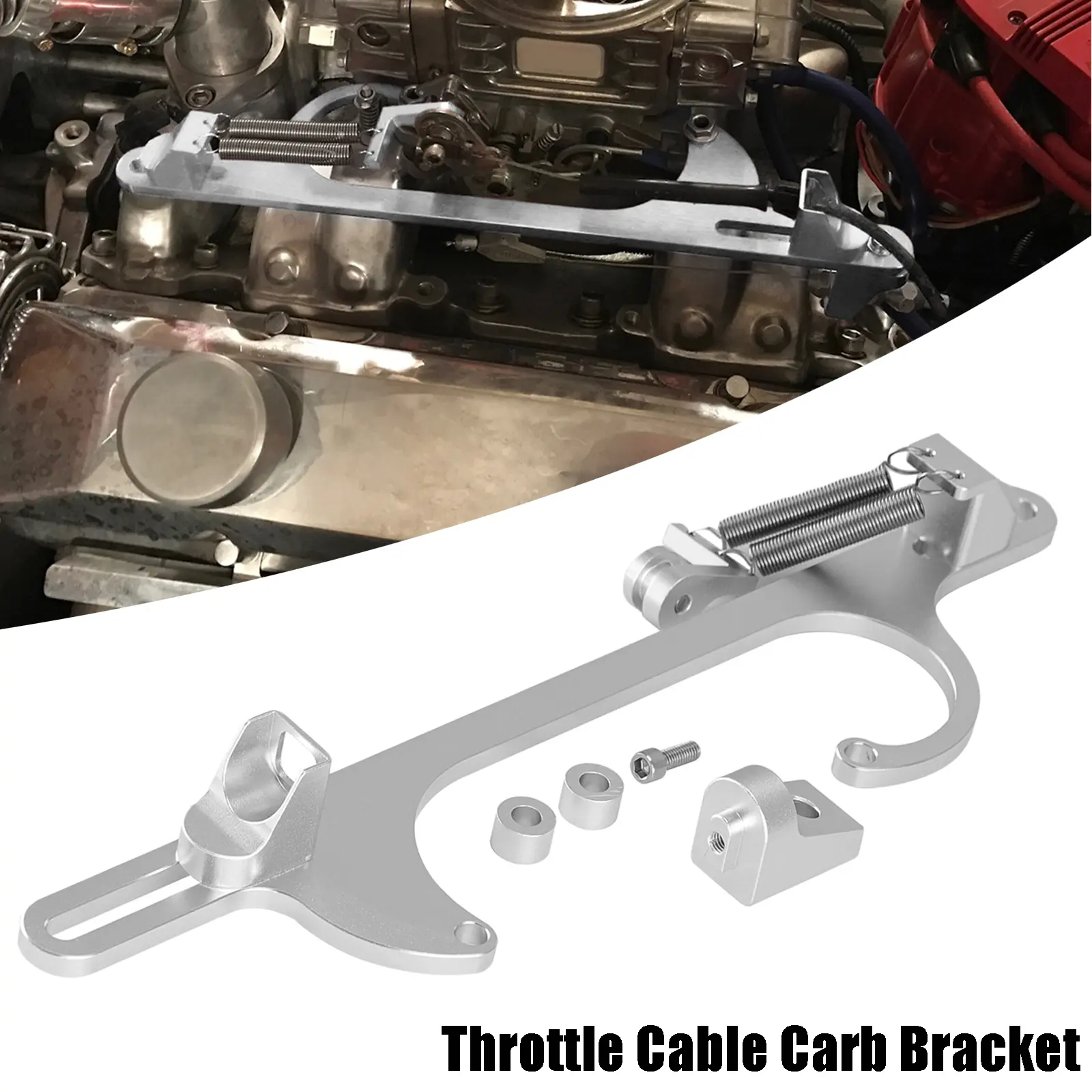 Adjustable Aluminium Throttle Cable Bracket, Carb Linkage Mount Compatible with 4150 and 4160 Series Carburetors