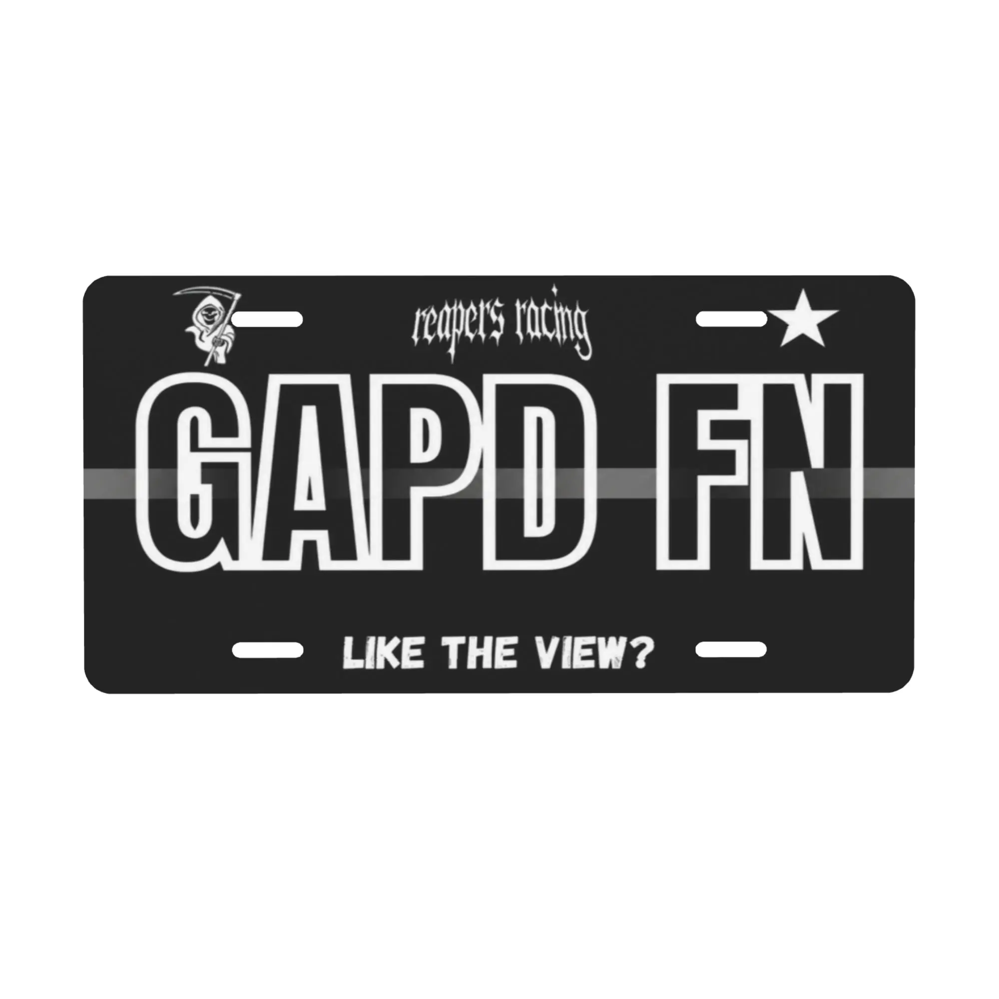 GAPD FN Custom Personalized 4-Holes Easy-Install Aluminum License Plate (29cm x 14cm) - Car, Truck Vehicle Decoration, Bedroom Home Exterior Accessory Plaque & Sign