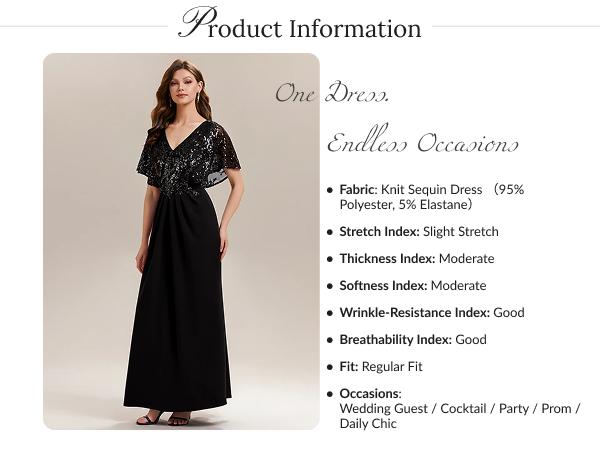 Ever-Pretty 2026 New Sequin Cape Formal Maxi Dress - V-Neck, Flowy Silhouette for Wedding Guest & Evening Events ,black tie wedding guest dress,beaded dress,02656