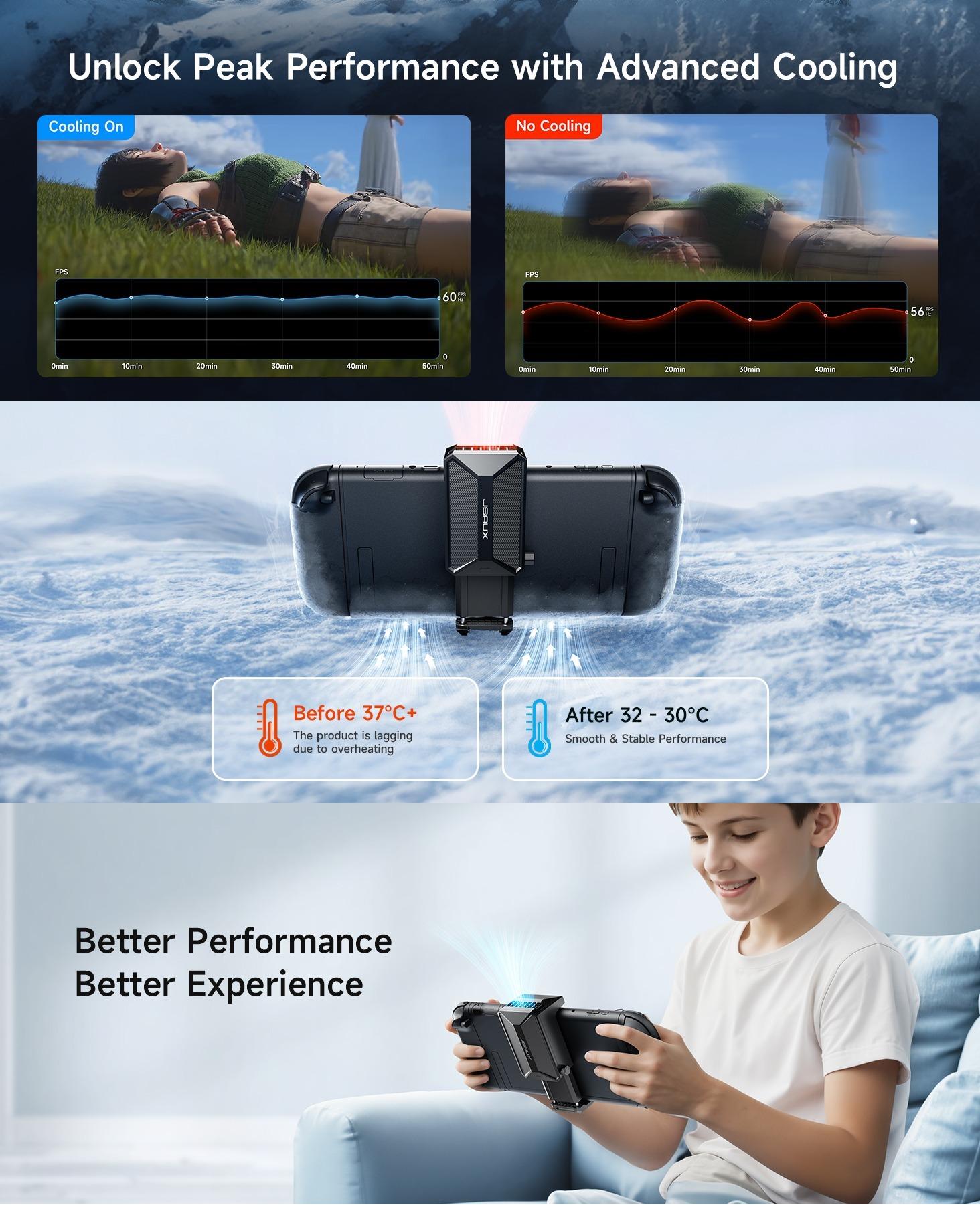 JSAUX Cooling Fan for Nintendo Switch 2 (2025), Cool Down Accessories for Switch 2 (Stepless Adjustable Fan Speed), Cools to Enhance Performance & Extend Console Battery Life - Black (GP0201A)