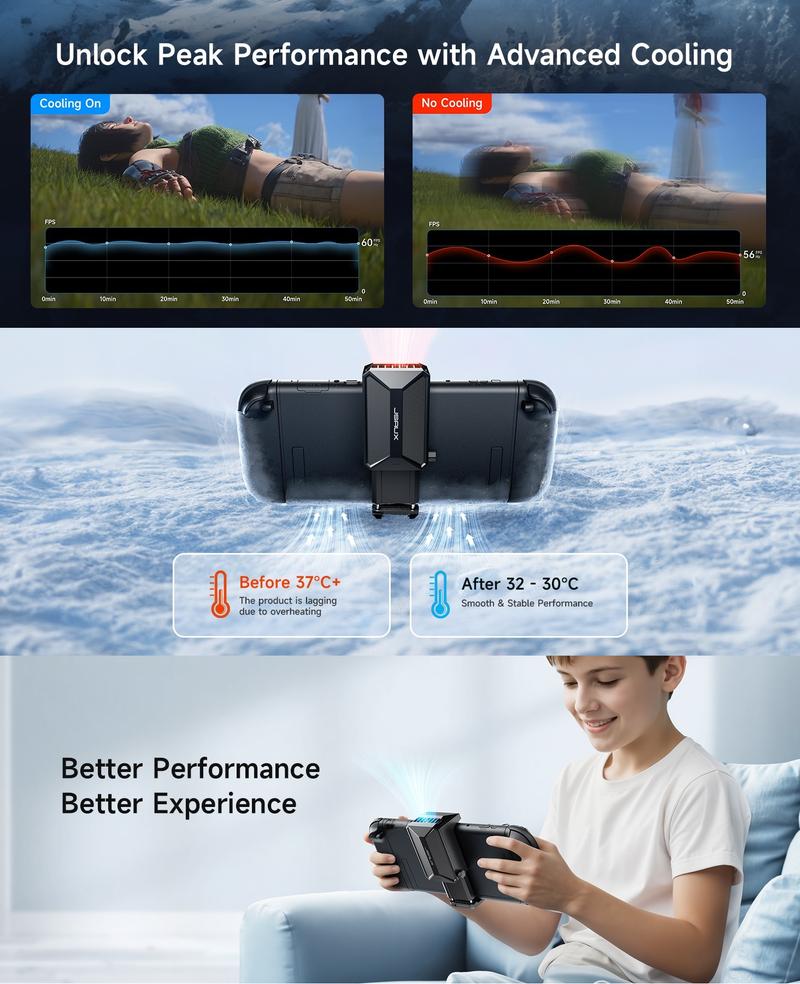 JSAUX Cooling Fan for Nintendo Switch 2 (2025), Cool Down Accessories for Switch 2 (Stepless Adjustable Fan Speed), Cools to Enhance Performance & Extend Console Battery Life - Black (GP0201A)