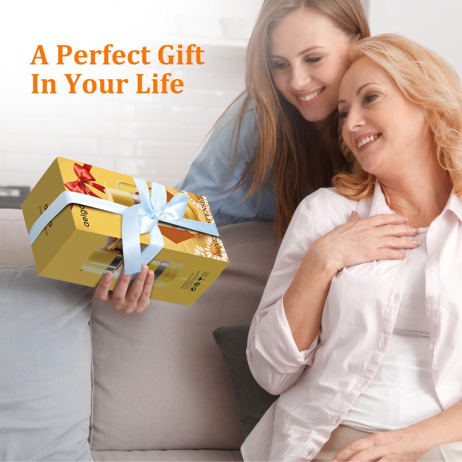 Aelga Glass Honey Dispenser kitchen items No Drip No Mess Leak-Free Design with Handle for Maple Syrup Maintains Freshness Easy to Clean Refill Perfect for Everyday Use