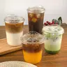 sohochi 50-Pack Lightweight Leak-Proof Disposable Plastic Polyethylene Terephthalate Cup Lid Set - Easy Handling, Fits Grab-and-Go Cups, Eco-Friendly Option for Housewarming, Iced Coffee Use, Straw Compatible