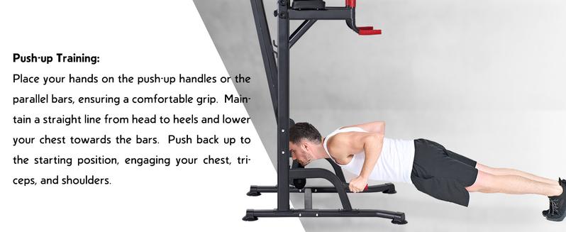 Nicole Selection Multi-Function Power Tower - Adjustable Pull Up & Dip Station with Folding Bench 330LBS Capacity Home Gym Equipment for Full Body Workout, 40YKMF6206B, For Christmas Gifts