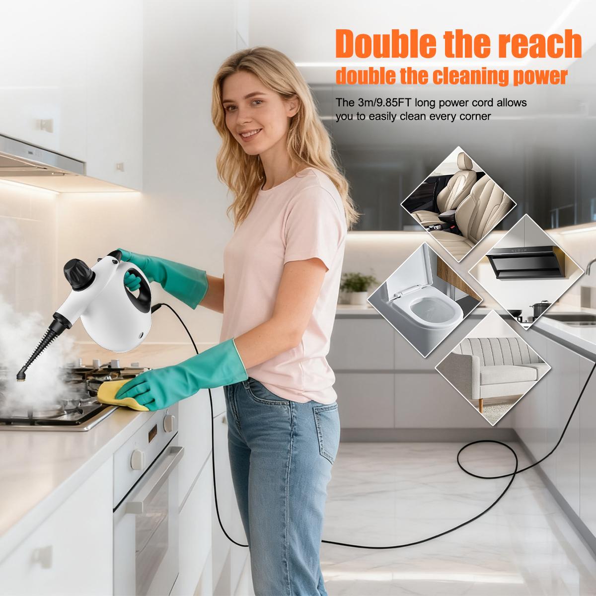 Pressurized Handheld Multi-Surface Steamer Steam Cleaner with 12pc Cleaning Kit Pressurized Handheld Multi-Surface Steamer Steam Cleaner with 12pc Cleaning Kit
