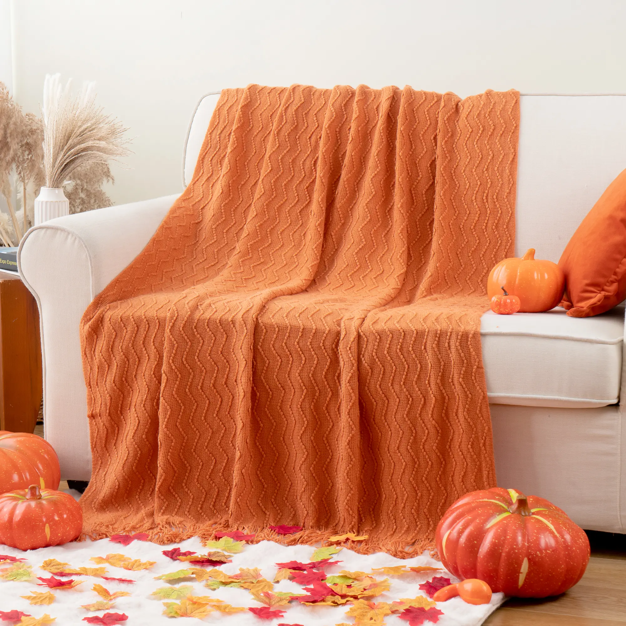 Battilo | Chevron Fringe Tassel Throw Blanket - Cozy, Gentle Soft, Comfy, Lightweight Decorative Blanket for Home Decor, 50"x60" Housewarming Gift, Cozy Throw Blanket, Decorative Throw Blankets