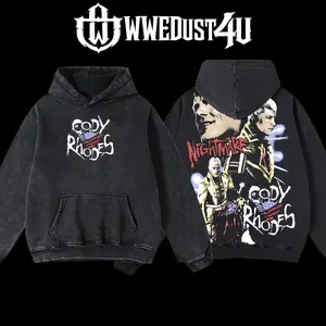 WWEDust4U Retro Vintage Limited Edition Cody Rhodes The American Nightmare Hoodie 100% Cotton Blend Pre-washed for Softness Classic Menswear Fabric