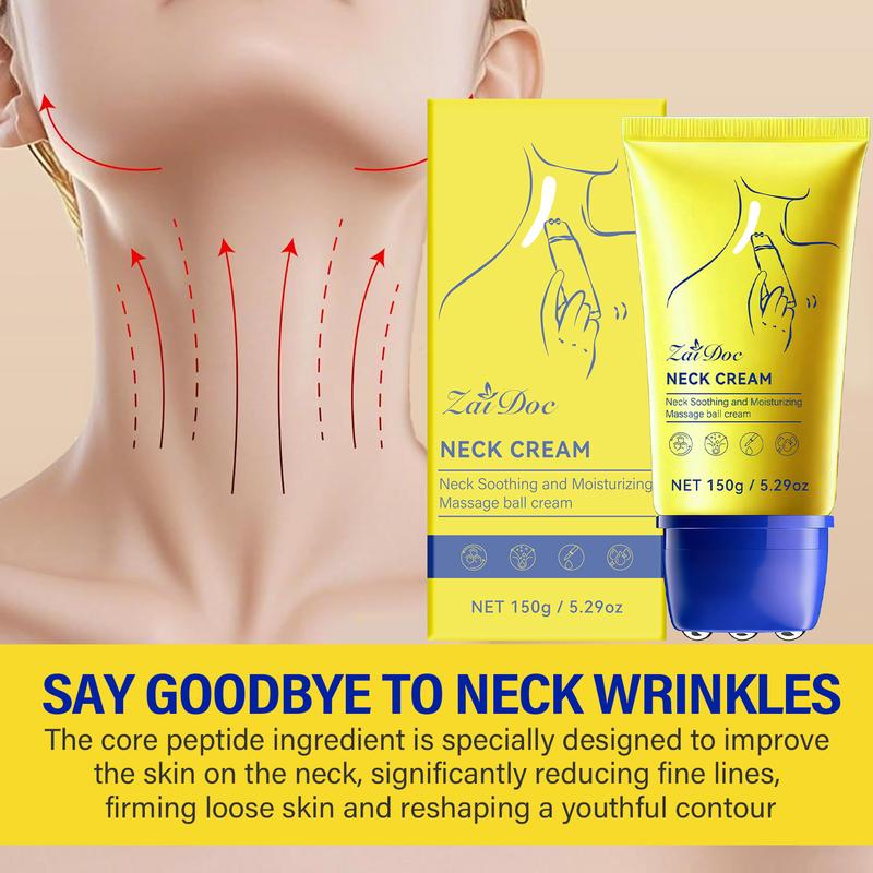 Zaidoc Neck Firming Cream 150g - Tighten & Lift for Crepey Skin, Deep Moisturizing, Cruelty-Free, Roller Massage Application, Fades Neck Lines, Firms & Repairs