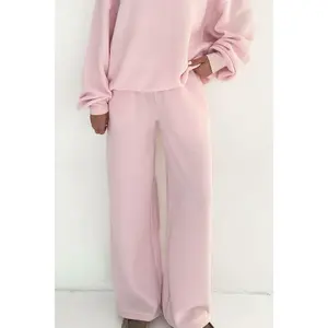 Sundays Waffle Knit Straight Leg Pants in Sweet Pink