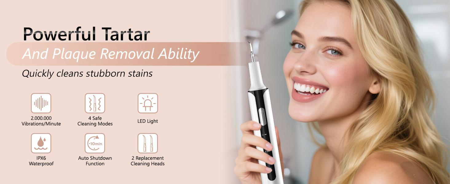 VOYOGA Plaque Remover for Teeth, Ultrasonic Dental Scaler,Electric Tooth Cleaner Tartar Remover for Teeth with LED Light,4 Modes Rechargeable Teeth Cleaning Kit with Dental Tools,